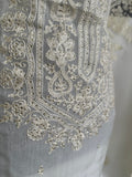 As Pure as Pearl- Unstitched Suit; Organza Fabric