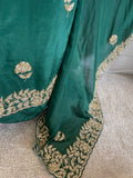 Glam in Green Unstitched Suit: Hand Embroidered