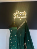 Glam in Green Unstitched Suit: Hand Embroidered