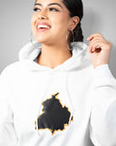 Shop Punjab Essential White Hoodie with Punjab logo for Women