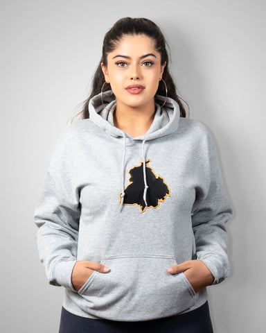 Shop Punjab Essential Grey Hoodie with Punjab logo for Women